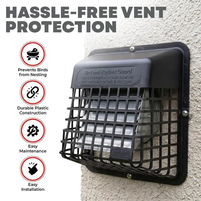 Alt view image 3 of 7 - Bird Guard Outdoor Vent Cover,Fits 3-4 Inch Vent Hoods, Black | Dryer and bathroom exhaust vent cover, durable plastic universal bird guard prevents birds, rodents and debris from entering