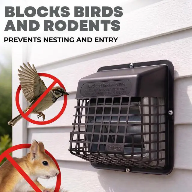 Alt view image 4 of 7 - Bird Guard Outdoor Vent Cover,Fits 3-4 Inch Vent Hoods, Black | Dryer and bathroom exhaust vent cover, durable plastic universal bird guard prevents birds, rodents and debris from entering