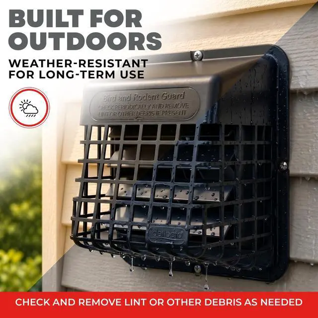 Alt view image 7 of 7 - Bird Guard Outdoor Vent Cover,Fits 3-4 Inch Vent Hoods, Black | Dryer and bathroom exhaust vent cover, durable plastic universal bird guard prevents birds, rodents and debris from entering