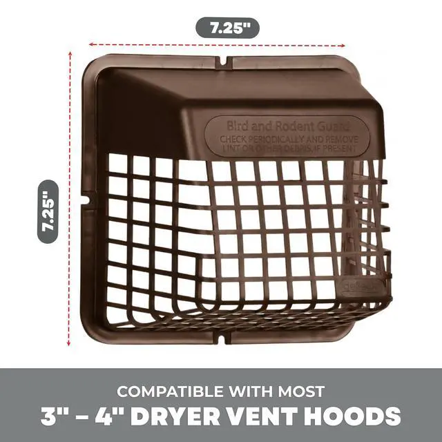 Alt view image 2 of 6 - Bird Guard Outdoor Vent Cover,Fits 3-4 Inch Vent Hoods, Brown | Dryer and bathroom exhaust vent cover, durable plastic universal bird guard prevents birds, rodents and debris from entering