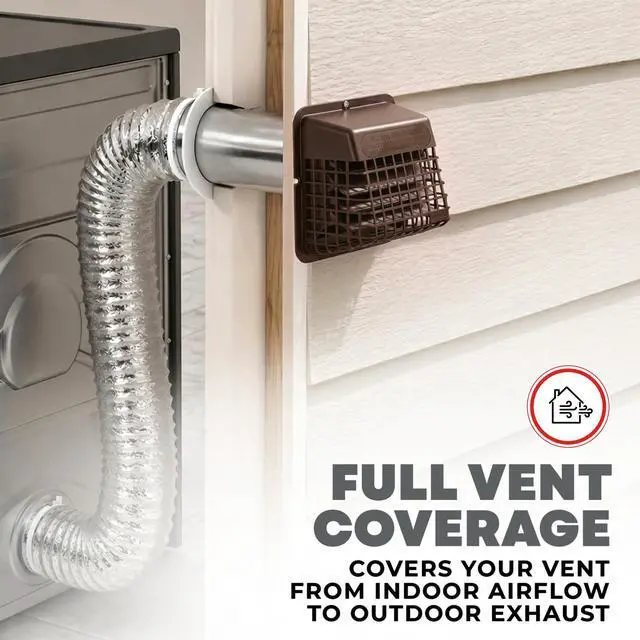 Alt view image 6 of 6 - Bird Guard Outdoor Vent Cover,Fits 3-4 Inch Vent Hoods, Brown | Dryer and bathroom exhaust vent cover, durable plastic universal bird guard prevents birds, rodents and debris from entering