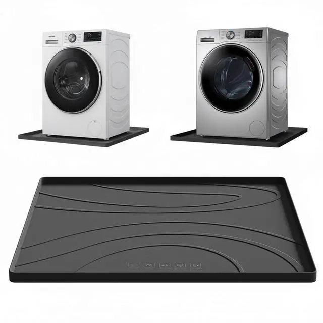 Main image of Washing Machine Drain Pan Silicone mat 30x33 Inch Non-Slip Waterproof Washer Drip Tray, Anti-Vibration Soft Mat for Under Dryer or Washer, Floor Leak Protector for Laundry Room