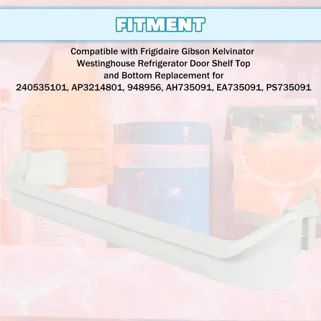 Alt view image 2 of 7 - 240535101 AP3214801 Replacement Door Bar Rack Compatible with Frigidaire Gibson Kelvinator Westinghouse Refrigerator Door Shelf Top and Bottom Replace for PS735091 AH735091 EA735091