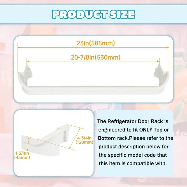 Alt view image 6 of 7 - 240535101 AP3214801 Replacement Door Bar Rack Compatible with Frigidaire Gibson Kelvinator Westinghouse Refrigerator Door Shelf Top and Bottom Replace for PS735091 AH735091 EA735091