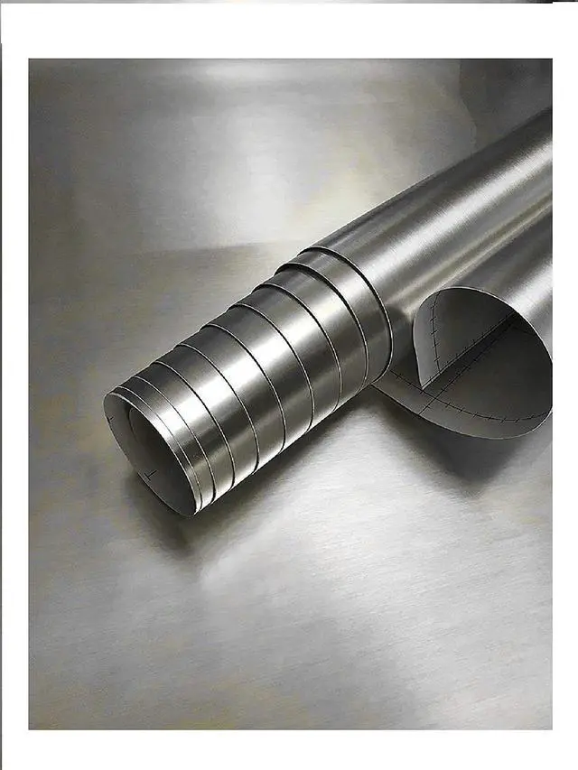 Alt view image 4 of 6 - Peel and Stick Stainless Steel Replacement Door Panel Wrap for Appliances Vinyl Dishwasher Cover 26" X 36" Easy Cut to fit, Waterproof, Heat, Scratch Resistant, Durable