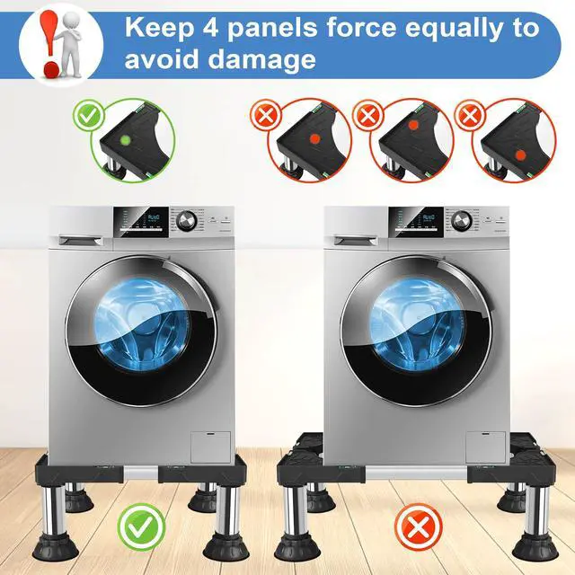 Alt view image 5 of 7 - Mini Fridge Stand Adjustable Height 12.2"-13.4" Washer and Dryer Stand Base with 4 Strong Feet Washing Machine Universal Stand Base for 16"-24" Furniture Portable Appliance Pedestal Black
