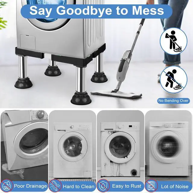 Alt view image 6 of 7 - Mini Fridge Stand Adjustable Height 12.2"-13.4" Washer and Dryer Stand Base with 4 Strong Feet Washing Machine Universal Stand Base for 16"-24" Furniture Portable Appliance Pedestal Black