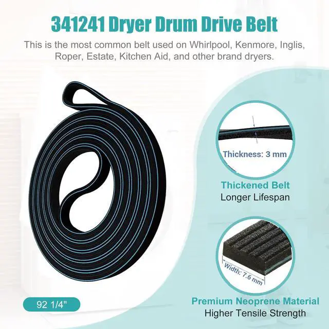Alt view image 2 of 7 - 4392065RC Dryer Repair Kit Including 691366 Idler Pulley, 341241 Dryer Belt | 4392065RC Dryer Parts for Whirlpool Kenmore Roper Maytag Sears Amana Dryer
