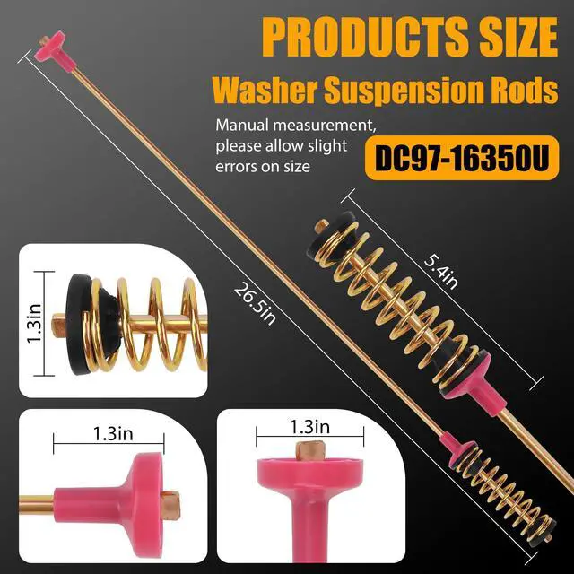 Alt view image 2 of 7 - DC97-16350S DC97-16350U DC97-16350T DC97-16350V Washer Suspension Rods Compatible for Samsung WA50R5200AW/US WA50R5400AV/US WA45N3050AW/A4 WA45T3200AW/A4 WA54R7200AW/US Washer Parts by
