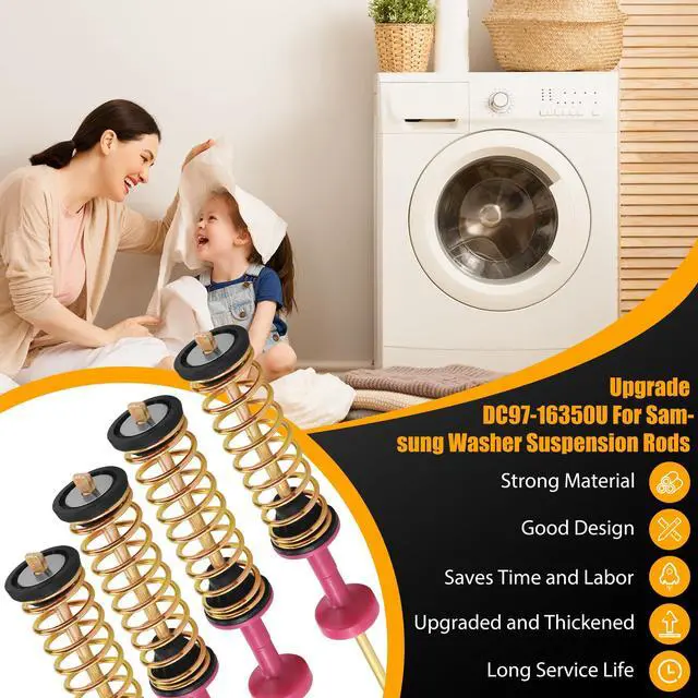 Alt view image 6 of 7 - DC97-16350S DC97-16350U DC97-16350T DC97-16350V Washer Suspension Rods Compatible for Samsung WA50R5200AW/US WA50R5400AV/US WA45N3050AW/A4 WA45T3200AW/A4 WA54R7200AW/US Washer Parts by