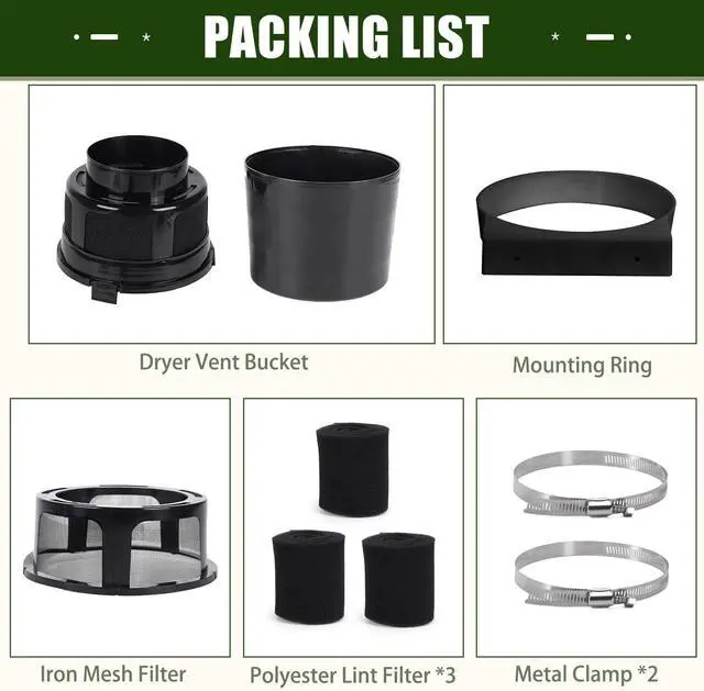 Alt view image 4 of 7 - Upgraded Version - 3 IN 1 Indoor Dryer Vent Kit with Lint Trap Dryer Lint Catcher Water Filter Bucket for Electric Dryer (Black Dryer Vent Bucket without Hose)