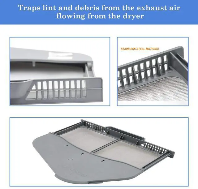 Alt view image 3 of 7 - DC97-16742A Dryer Lint Trap Filter Replacement for Samsung Dryer with Flap Upgraded Stainless Steel Screen, Replaces AP5306681 PS4221839 DC61-03048A DV45H7000EW/A2 DV48H7400EW/A2 by