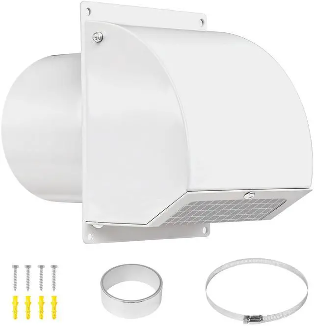 Main image of 10 Inch Hooded Wall Vent Cover with Screen and Damper, White | Heavy-duty 14GA/2MM Steel Vent Covers for Wall, Vent Cover for Dryer Ventilation and Outdoor Air Exhaust