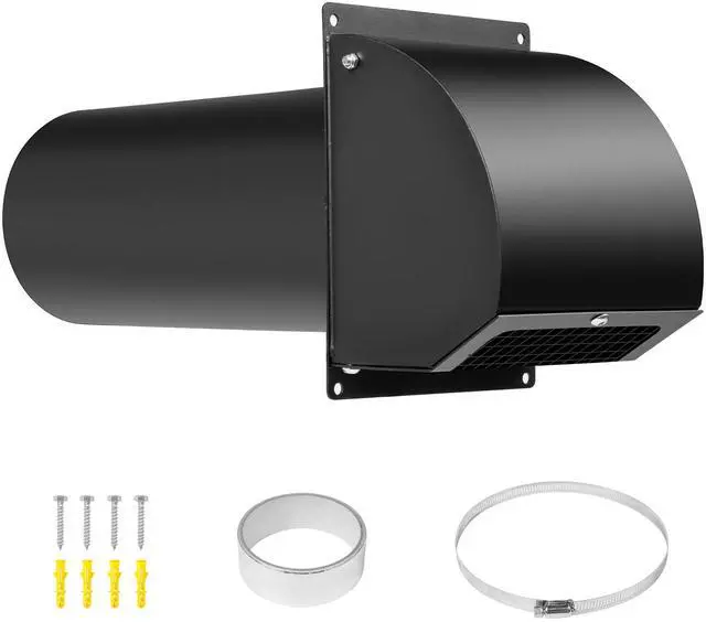 Main image of 4 Inch Dryer Vent with Screen and Damper, Black | Heavy-duty 14GA/2MM Steel Dryer Vent Cover, Dryer Vent Cover Outside for Dryer Ventilation and Outdoor Air Exhaust
