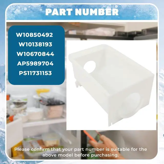 Alt view image 5 of 7 - W10850492 Refrigerator Ice Bucket Container Compatible with Amana Kenmore Maytag Whirlpool Refrigerator Replacement for W10138193 W10670844 AP5989704 PS11731153 White ABS Plastic