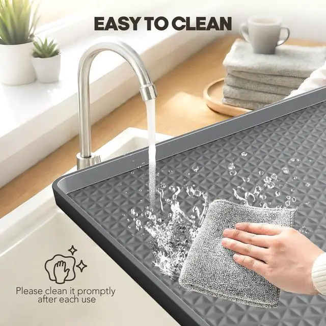 Alt view image 7 of 7 - Washer Dryer Countertop, 54" x 27.5" Large Washer and Dryer Covers for The Top, Non-Slip Waterproof Silicone Dryer Top Protector Mat, Washer Dryer Topper for Laundry Room Kitchen HomeGray