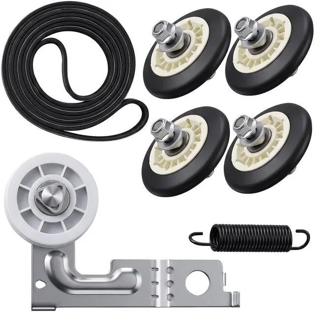 Main image of Upgraded Dryer Repair Kit Compatible with LG Kenmore Dryers | Includes 4581EL2002C Dryer Drum Roller 4400EL2001A Dryer Belt 4561EL3002A Idler Pulley and Spring (4 Roller White Spacer)
