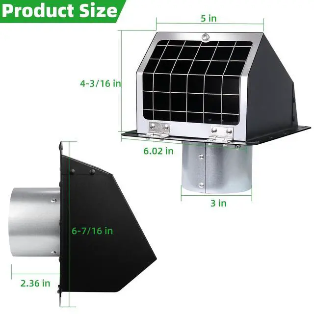 Alt view image 2 of 7 - 3 Inch Dryer Vent Cover Outside w/Mesh&Damper,Wall Vent Exhaust Vent Cover | Exterior Metal Dryer Vent Hood Wall Mount Extractor Vent,Outdoor Dryer Vent Cover for House Bathroom Laundry AC Air Vents