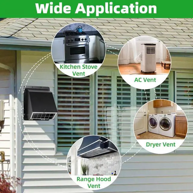 Alt view image 7 of 7 - 3 Inch Dryer Vent Cover Outside w/Mesh&Damper,Wall Vent Exhaust Vent Cover | Exterior Metal Dryer Vent Hood Wall Mount Extractor Vent,Outdoor Dryer Vent Cover for House Bathroom Laundry AC Air Vents