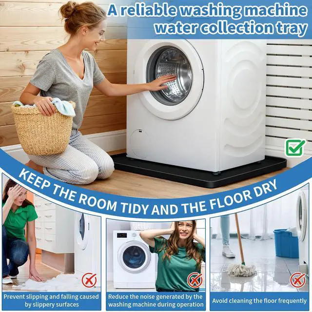 Alt view image 2 of 7 - Washing Machine Drain Pan Silicone mat 27"x27" with 0.79" Raised Edges, Leak-Proof Silicone Mat, Non-Slip Waterproof Floor Protector for Washer Dryer (Black)