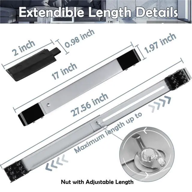 Alt view image 3 of 6 - 6 PCS Extendable Furniture Appliances Rollers, Mover Tools for Moving, Grey | 24 Roller & Brake Equipment for Heavy Washing Machine Refrigerator for Mobile Wheels Strong Base Stand Hold Up to 660 lb