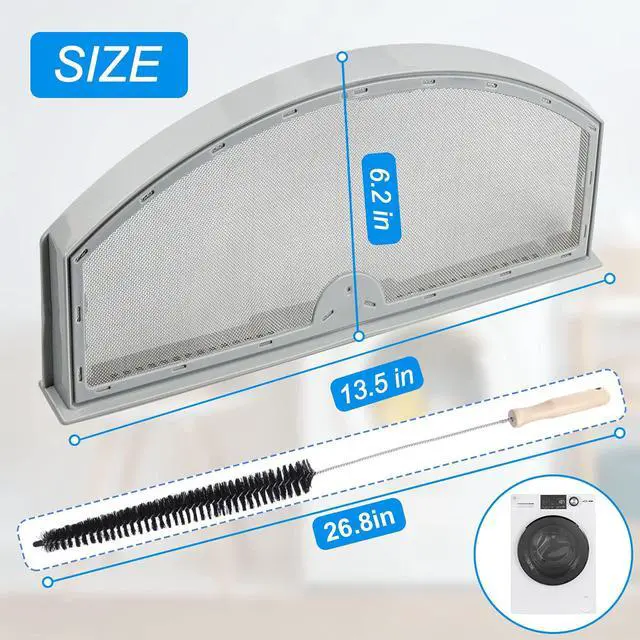 Alt view image 2 of 6 - Upgraded WE03X23881 Dryer Lint Trap Replacement for GE Dryer Filter, GTD65EBSJ3WS GTD33EASK0WW GTD42EASJ2WW GTD42GASJ2WW GTD45EASJ2WS PS11763056 Stainless Steel Metal Screen with Cleaner Kit Brush
