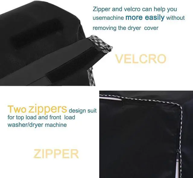 Alt view image 5 of 7 - 2 Pack Washing Machine Cover,Waterproof Dustproof Washing Cover with Zipper,Fit for Outside Top or Front Load Washer/Dryer,27"W x 26"D x 43"H-Black