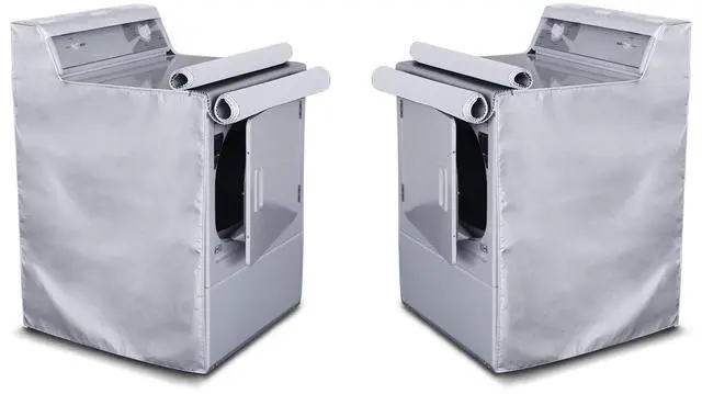 Main image of 2 Pack Washing Machine Cover,Waterproof Dustproof Washing Cover with Zipper,Fit for Outside Top or Front Load Washer/Dryer,27"W x 26"D x 43"H-Sliver
