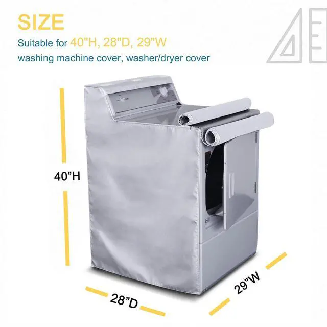 Alt view image 2 of 6 - 2 Pack Washing Machine Cover,Waterproof Dustproof Washing Cover with Zipper,Fit for Outside Top or Front Load Washer/Dryer,27"W x 26"D x 43"H-Sliver