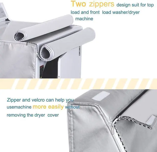 Alt view image 5 of 6 - 2 Pack Washing Machine Cover,Waterproof Dustproof Washing Cover with Zipper,Fit for Outside Top or Front Load Washer/Dryer,27"W x 26"D x 43"H-Sliver