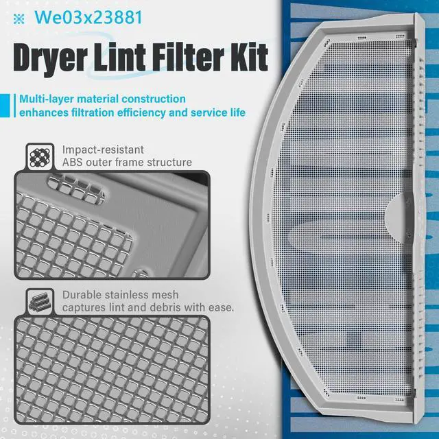 Alt view image 2 of 7 - WE03X23881 Dryer Lint Trap Screen Filter Replacement for GE Dryers, Compatible with GTD65EBSJ3WS, GTD33EASK0WW, GTD42EASJ2WW, GTD42GASJ2WW, GTD45EASJ2WS Replaces PS11763056 with Cleaning Brush