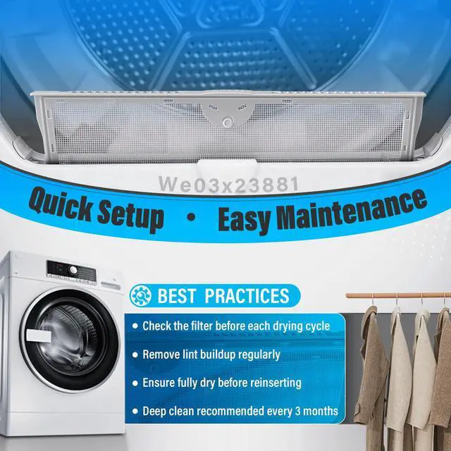 Alt view image 7 of 7 - WE03X23881 Dryer Lint Trap Screen Filter Replacement for GE Dryers, Compatible with GTD65EBSJ3WS, GTD33EASK0WW, GTD42EASJ2WW, GTD42GASJ2WW, GTD45EASJ2WS Replaces PS11763056 with Cleaning Brush