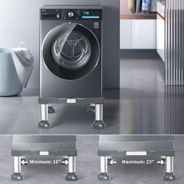 Alt view image 2 of 7 - Mini Fridge Stand 16-24 Inch Washer and Dryer Pedestal Height 7"-8.4" Heavy Duty Washing Machine Stand with 4 Strong Feet Adjustable Laundry Pedestal Universal Platform for Home Appliance