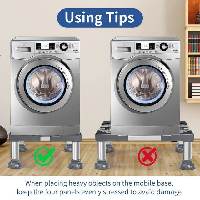 Alt view image 4 of 7 - Mini Fridge Stand 16-24 Inch Washer and Dryer Pedestal Height 7"-8.4" Heavy Duty Washing Machine Stand with 4 Strong Feet Adjustable Laundry Pedestal Universal Platform for Home Appliance