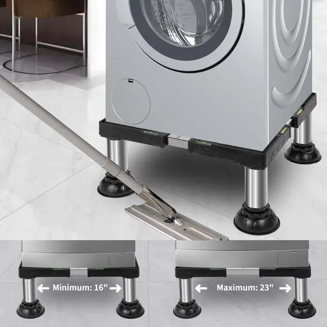 Alt view image 2 of 7 - Mini Fridge Stand Height 7"-8.4" Adjustable Washer and Dryer Stand with 4 Strong Feet Heavy Duty Washing Machine Stand Base Laundry Pedestal Universal Platform for Home 16-24 Inch Appliance