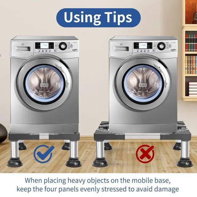 Alt view image 4 of 7 - Mini Fridge Stand Height 7"-8.4" Adjustable Washer and Dryer Stand with 4 Strong Feet Heavy Duty Washing Machine Stand Base Laundry Pedestal Universal Platform for Home 16-24 Inch Appliance