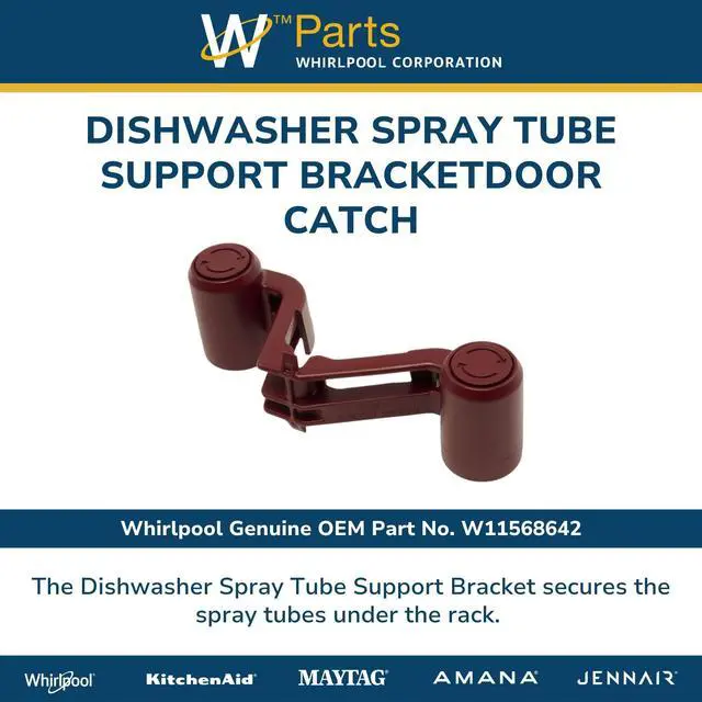 Alt view image 3 of 5 - Whirlpool W11568642 Genuine OEM Dishwasher Spray Tube Support Bracket Replacement Part
