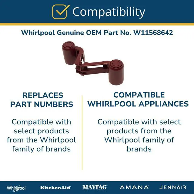 Alt view image 4 of 5 - Whirlpool W11568642 Genuine OEM Dishwasher Spray Tube Support Bracket Replacement Part