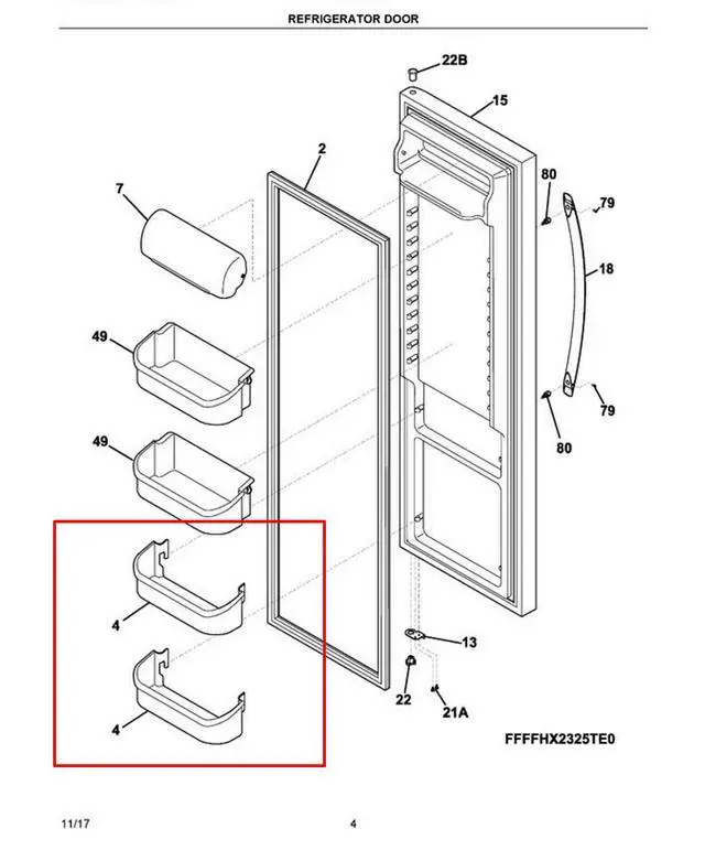 Alt view image 2 of 5 - Door Bin Replacement For Frigidaire FGSS2635TF6 FGSS2635TF7 FGSS2635TF8 FGSS2635TF9 FGSS2635TFA FGSS2635TFB FGSS2635TP4 FGSS2635TP5 FGSS2635TP6 FGSS2635TP7 FGSS2635TP8 LFSS2612TD0 Refrigerator
