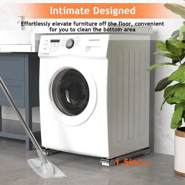 Alt view image 4 of 7 - Furniture Washing Machine Dolly Extendable Appliance Rollers, Grey | Heavy duty stand wheels for washing machine, refrigerator. Low profile mover dolly for washer and dryer, fridge & appliances