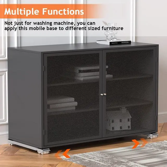 Alt view image 5 of 7 - Furniture Washing Machine Dolly Extendable Appliance Rollers, Grey | Heavy duty stand wheels for washing machine, refrigerator. Low profile mover dolly for washer and dryer, fridge & appliances