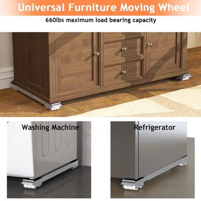 Alt view image 7 of 7 - Furniture Washing Machine Dolly Extendable Appliance Rollers, Grey | Heavy duty stand wheels for washing machine, refrigerator. Low profile mover dolly for washer and dryer, fridge & appliances