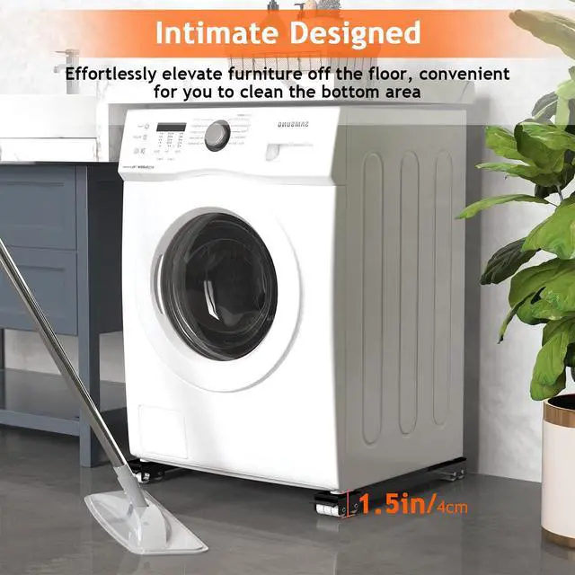 Alt view image 4 of 7 - Furniture Washing Machine Dolly Extendable Appliance Rollers, Black | Heavy duty stand wheels for washing machine, refrigerator. Low profile mover dolly for washer and dryer, fridge & appliances