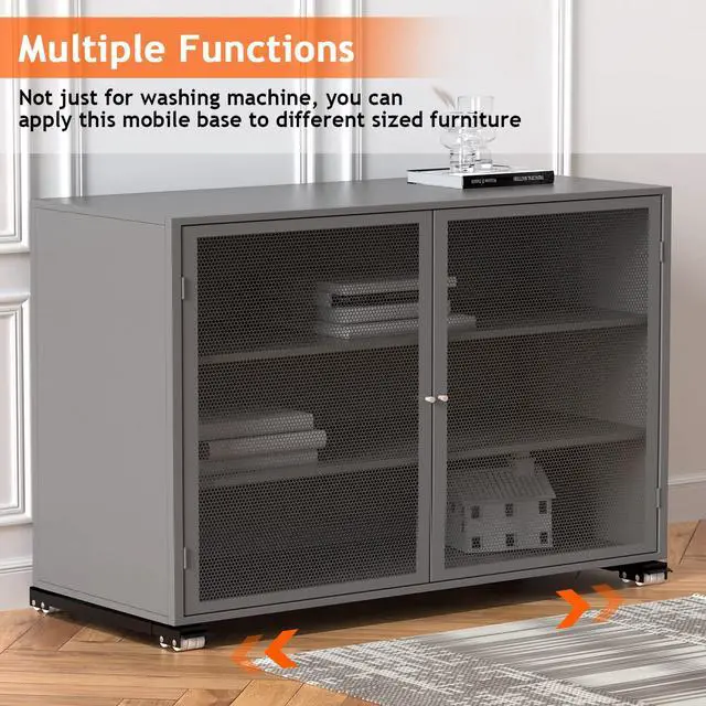 Alt view image 5 of 7 - Furniture Washing Machine Dolly Extendable Appliance Rollers, Black | Heavy duty stand wheels for washing machine, refrigerator. Low profile mover dolly for washer and dryer, fridge & appliances