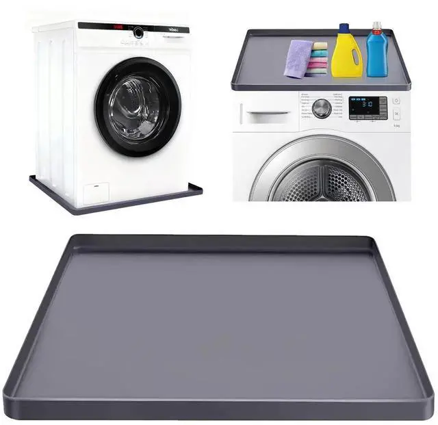 Main image of Washing Machine Drain Pan Silicone mat 27"x27" with 0.79" Raised Edges, Leak-Proof Silicone Mat, Non-Slip Waterproof Floor Protector for Washer Dryer (Grey)