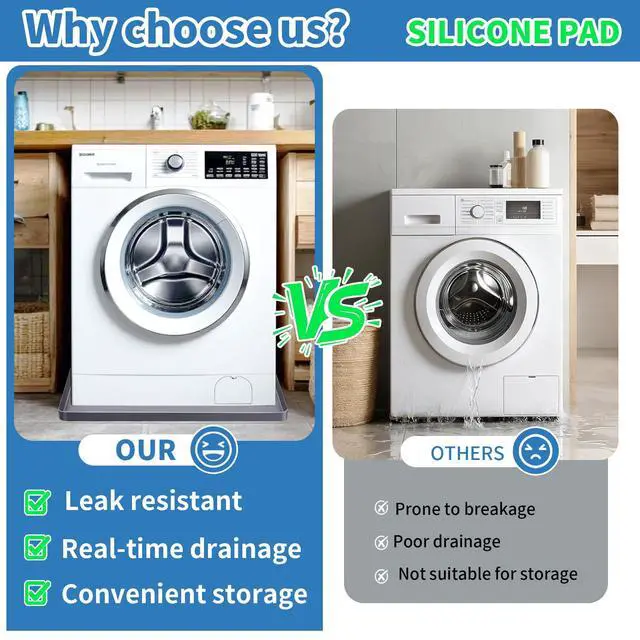 Alt view image 4 of 7 - Washing Machine Drain Pan Silicone mat 27"x27" with 0.79" Raised Edges, Leak-Proof Silicone Mat, Non-Slip Waterproof Floor Protector for Washer Dryer (Grey)