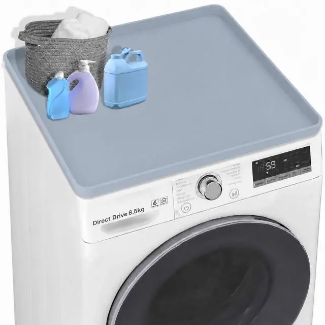 Main image of Grey Washer Dryer Top Protector Mat 27"x27" Silicone Non Slip | Heavy Duty Silicone, Waterproof Tray Edge, Non Slip Base, Heat Resistant, Scratch Protection, Easy Clean, Multi Use