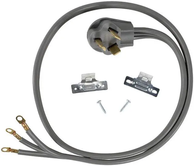 Main image of 30-Amp Appliance Power Cord, 3 Prong Dryer Cord, 3 Wires with Eyelet Connectors, 4 Feet, Copper Wire