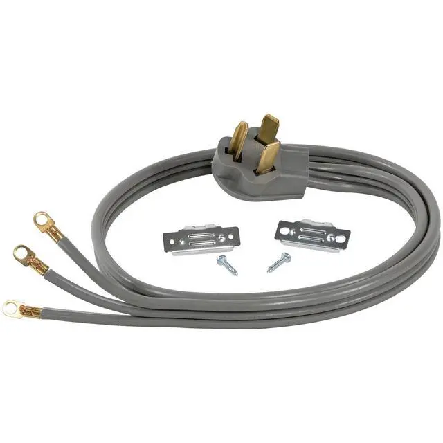 Alt view image 2 of 7 - 30-Amp Appliance Power Cord, 3 Prong Dryer Cord, 3 Wires with Eyelet Connectors, 4 Feet, Copper Wire