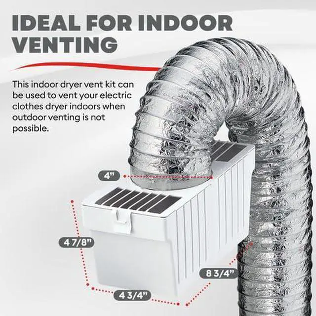 Alt view image 3 of 7 - Dryer Lint Trap Kit for Indoor Dryer Venting with 4"x5' Flex Duct | Designed for use with indoor electric dryers where outside venting is impossible, captures lint to improve dryer safety